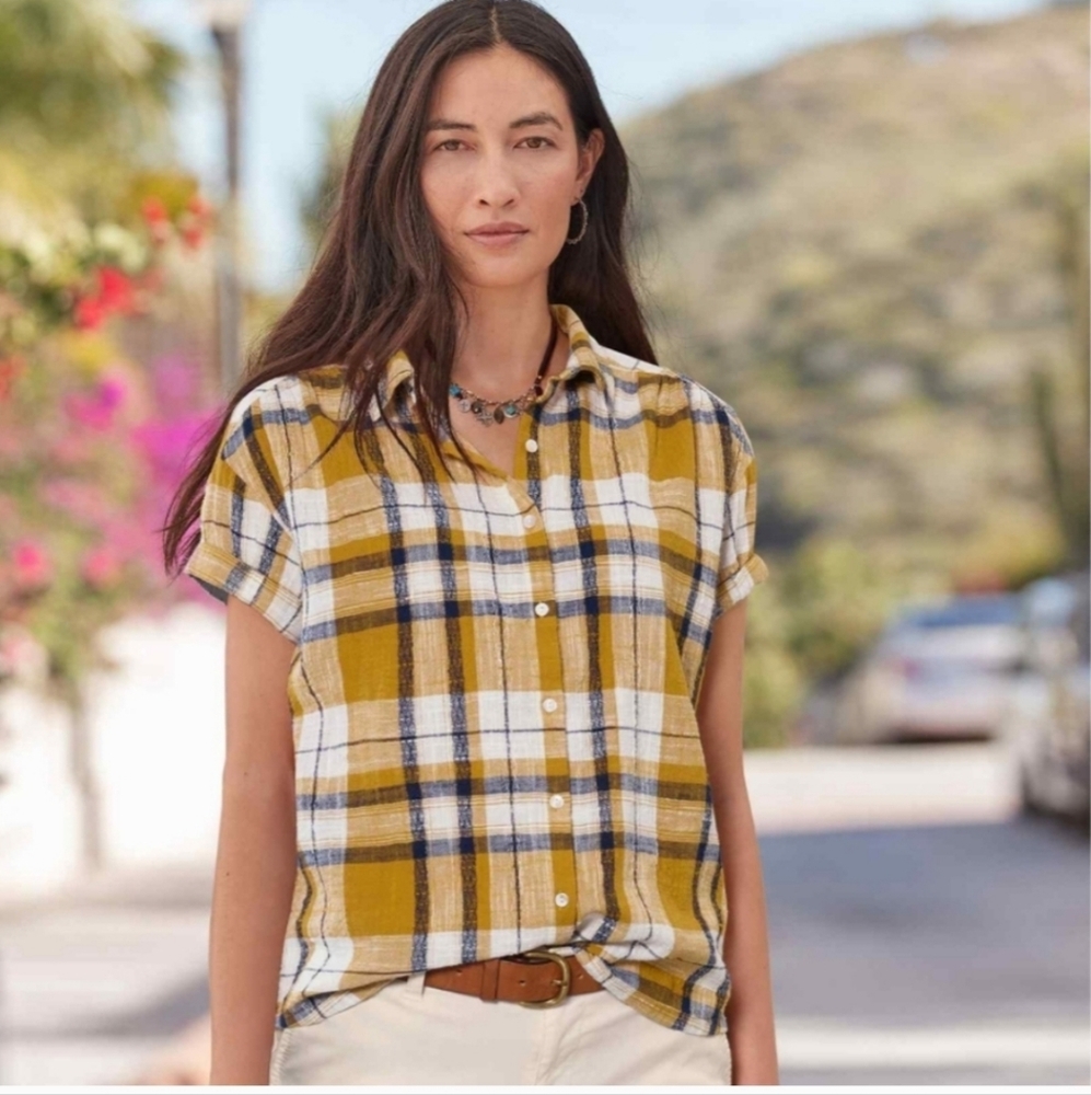 SUNDANCE Plaid Button-Up Shirt Sz L COTTON